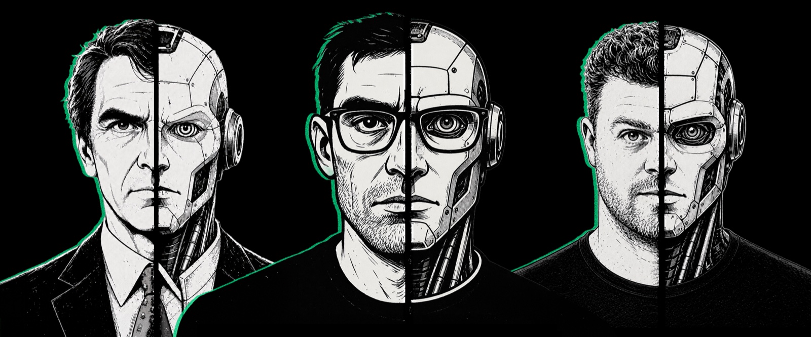 The DGB founders, half human, half Brobot